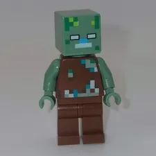 LEGO Minecraft Zombie Minifigure Brown Outfit Green Head and Arms