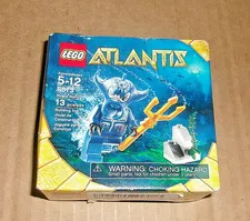 NEW Lego Atlantis Set 8073 MANTA WARRIOR Blue Minifigure w/Minifig Gold Trident