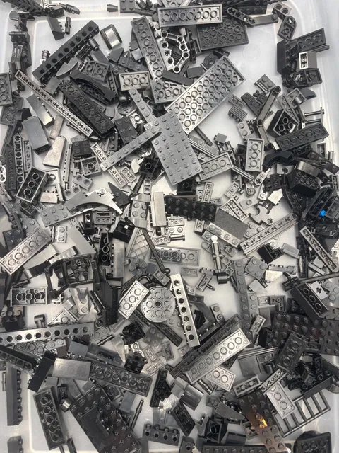 1 lb. Bulk Mixed Black Legos - standard blocks and unique pieces (Lot F)