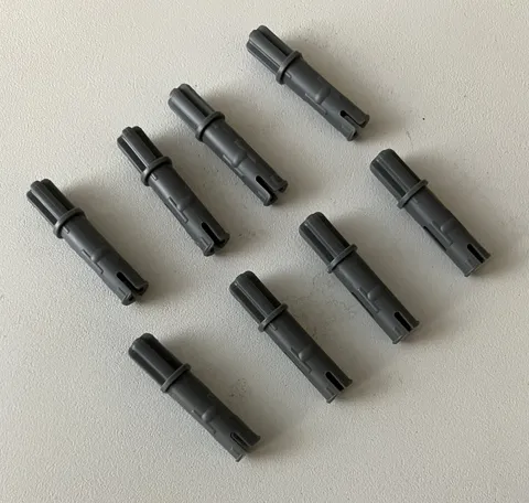 LEGO 8x Technic Axle 1L with Pin 2L with Friction Ridges DARK BLUISH GREY #11214