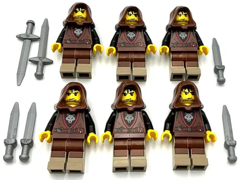 Lego 6 New Castle Wolfpack Knights Minifigures Weapons Swords Wolf Men Army