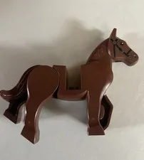 LEGO Redish Brown Horse Movable Legs Black Bridle Long White Blaze 10352c01pb01