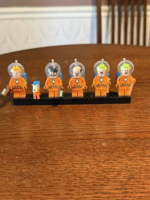 LEGO Tintin Minifigure Space Lot 6 Orange Astronauts Clear Helmets & Dog