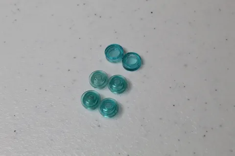 (6) Lego 1x1 Round Plate - Transparent Light Blue
