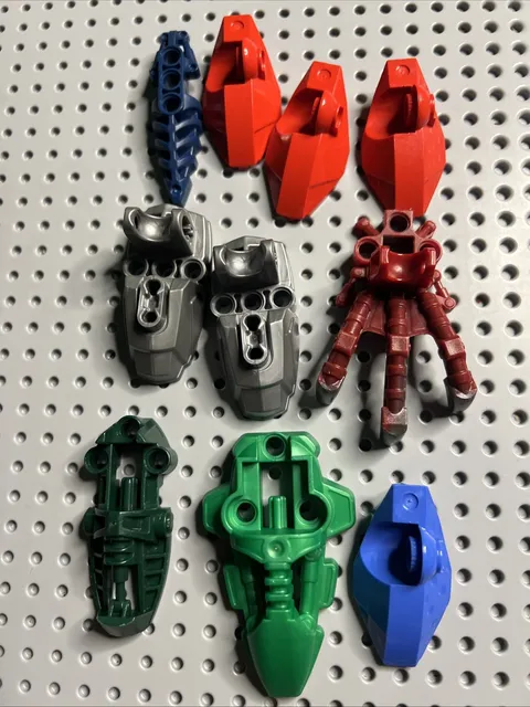 LEGO Bionicle Hero Factory Foot Claw Parts Lot 10pcs Red Green Silver Blue