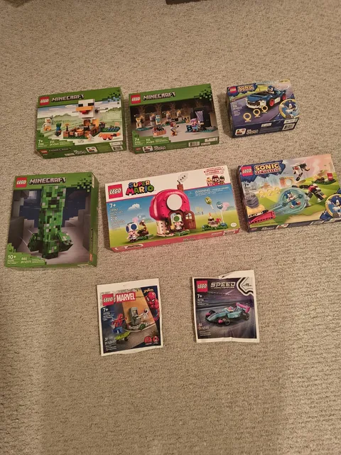 Lot Of  8 Sets Of Lego Legos Minecraft Super Mario Sonic The Hedgehog Marvel New
