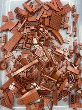 1 lb. Mixed Reddish Brown Legos - standard blocks and unique pieces (Lot B)