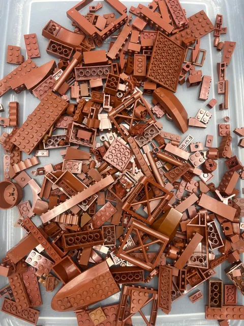 1 lb. Mixed Reddish Brown Legos - standard blocks and unique pieces (Lot B)