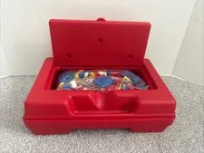 Vintage LEGO Red Storage Case Hard Plastic, 11 x7x3.5 Plus 325+ LEGOS USA 1982
