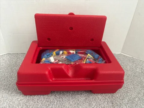 Vintage LEGO Red Storage Case Hard Plastic, 11 x7x3.5 Plus 325+ LEGOS USA 1982