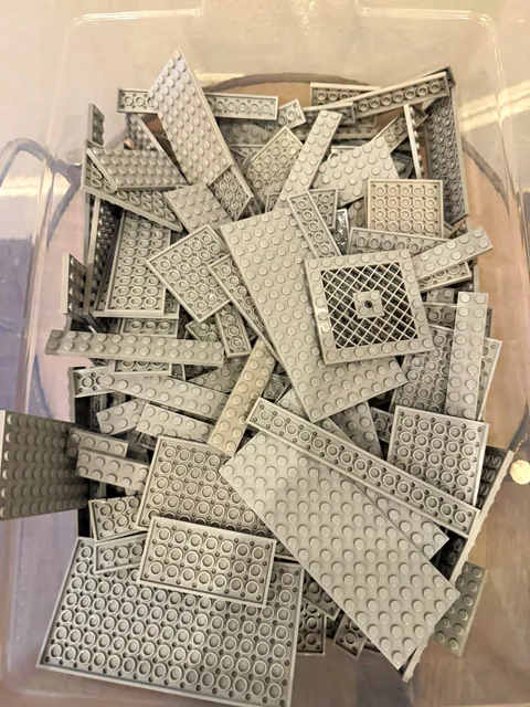 LEGO 2 Lbs + Gray Bulk Lot Mixed Plates Only Various sizes cleaned sorted