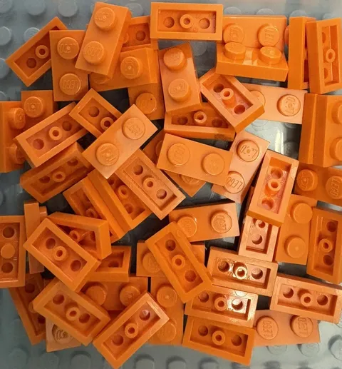 LEGO 50-piece Orange Plate 1 x 2 plates FREE SHIPPING