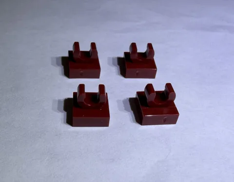 Lego Lot Of 4 Dark Red Plate W/ Up Right Holder 1x1 New City Arm Upright