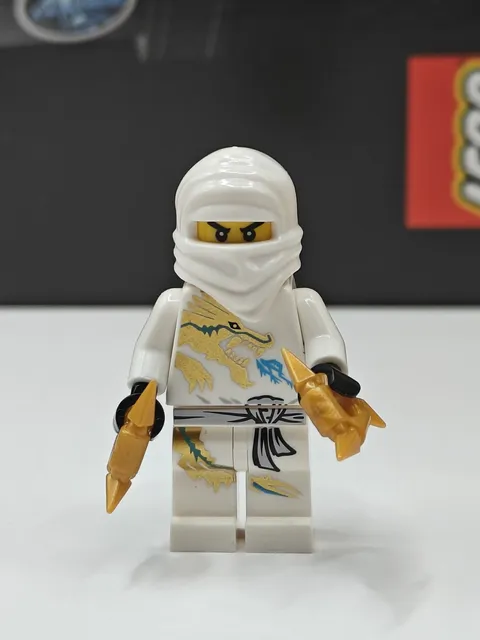NEW Ninjago Zane DX with Golden Shurikens Custom Lego Minifigure 2260 Ice Dragon