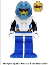 Lego 1x aqu001a Aquanaut 1 with Blue Flippers Aquazone 6104 Vintage Nm
