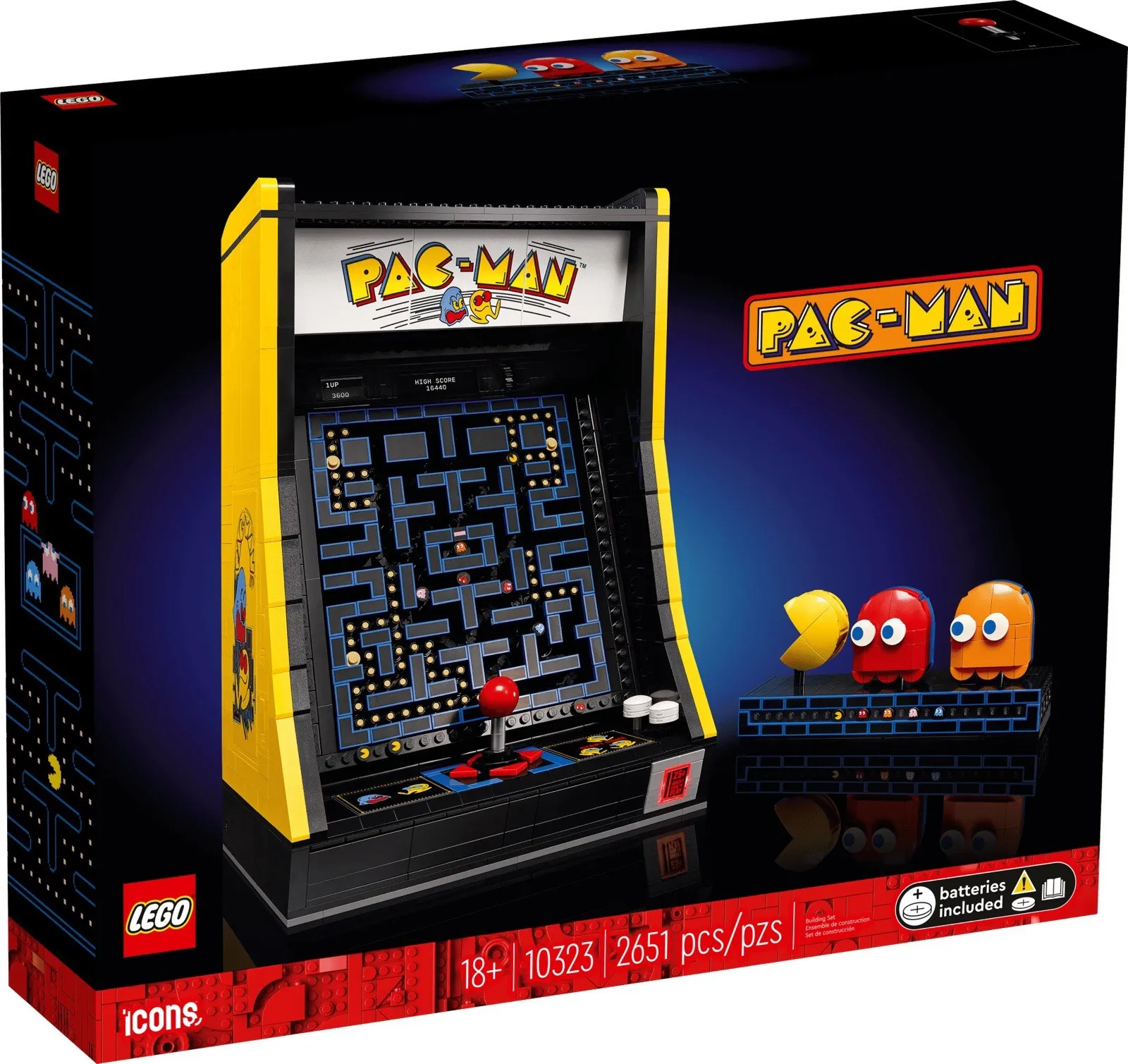 LEGO Icons PAC-MAN Arcade 10323 Complete Set 2651 Pieces Batteries Included