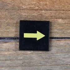 LEGO Black Tile 2 x 2 Thin Yellow Arrow without Black Border Pattern 3068pb0116