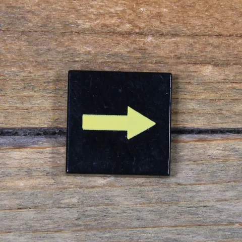 LEGO Black Tile 2 x 2 Thin Yellow Arrow without Black Border Pattern 3068pb0116