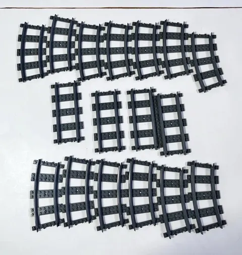 LEGO Dark Gray Train Track Lot of 17 Track Pieces 4 Straight 13 Curved