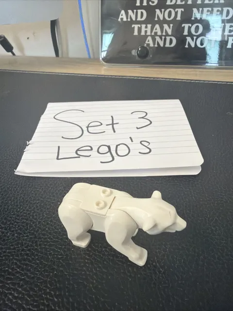 Lego Minifig POLAR BEAR -Snow White Arctic Winter Animal w/Black Eyes & Nose