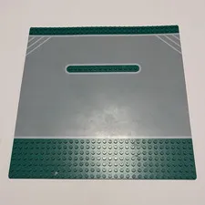 LEGO Gray Baseplate w/ Green Edges Printed Plastic Plate 1 Piece