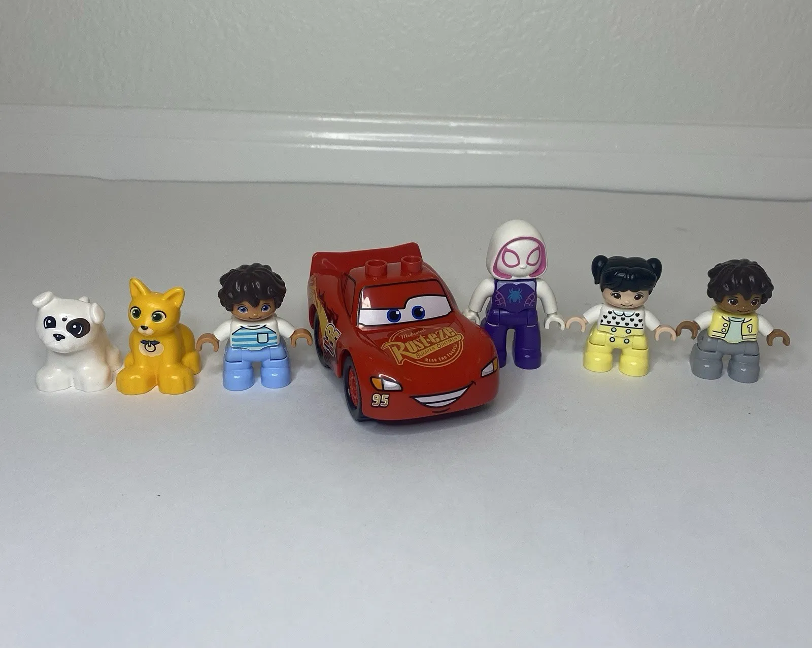 Lego Duplo Figure Lot of 7 - Lightning McQueen, Spider Gwen & More