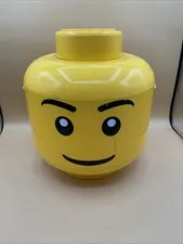 XL LEGO Yellow Minifigure Storage Head Container with Handle Plastic