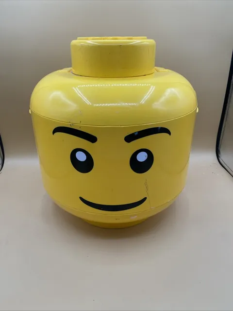 XL LEGO Yellow Minifigure Storage Head Container with Handle Plastic