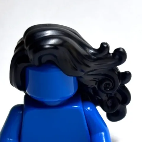 Lego - Minifigure Hair - Female, Black, Long, Wavy, Over Shoulder