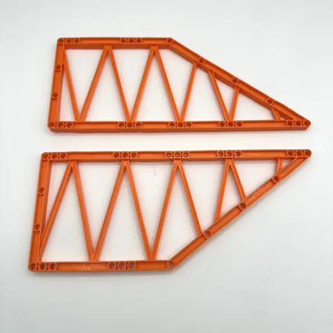 Pair of Lego 55767 Technic 2  Support Girders Truss, 31 x 13 Trapezoid  Orange