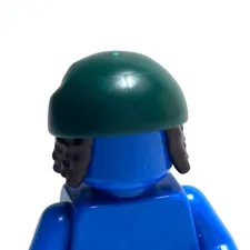 Lego - Minifigure Hair / Headgear - Dark Brown Hair, Dark Green Bandana / Hat