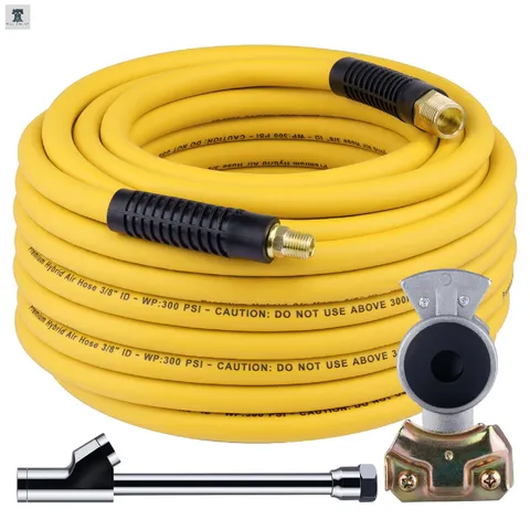 Dazakoot Truck Tire Inflator Kit 3/8 X 50Ft Hybrid Air Hose 1/4 Chuck And 1/2