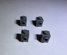 Lego Lot Of 4 Dark Stone Grey 1x1 Modified Bricks Brick W 1 Stud On Side New