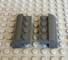 LEGO Pair Dark Bluish Gray Slope, Curved 2x4x 1 1/3 With 4 Recessed  Studs 6081