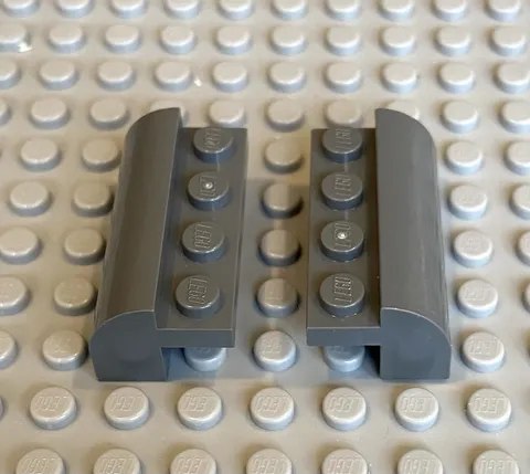 LEGO Pair Dark Bluish Gray Slope, Curved 2x4x 1 1/3 With 4 Recessed  Studs 6081