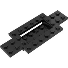 LEGO 8x Black Vehicle, Base 4 x 10 x 2/3 with 2 x 4 Recessed Center inv.604
