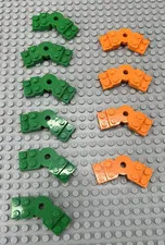 Set of 10 Green and Orange Plates, Modified 2 x 6 x 2/3 Bent (79846)