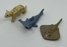 LEGO Figures Creatures Lot - Hammer Head Shark Lion And Sting Ray