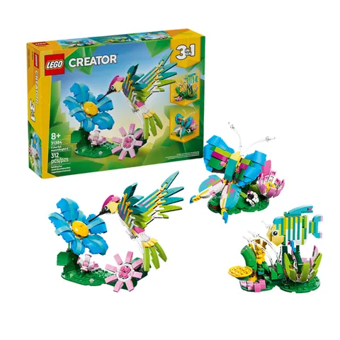LEGO Creator 3 in 1 Hummingbird Fish Butterfly Set 31384 312 Pieces New