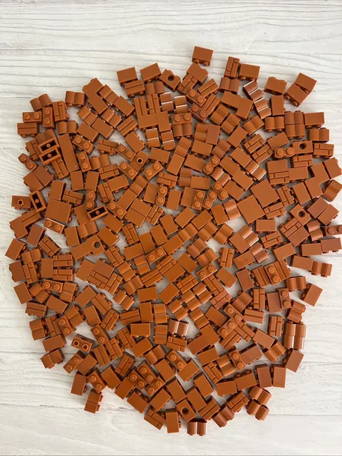 LEGO LOT DARK ORANGE 306 PCS 1X2 BRICK PALISADE MASONRY VARIETY BUILDING PIECE