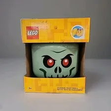 🔥 Lego LARGE Green Skeleton Zombie Storage Head Container Halloween Decor NEW!
