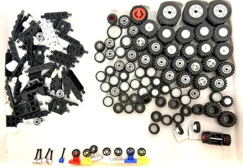 LEGO Vehicle Parts Lot Wheels Tires Rims Chassis Steering Mixed Genuine Bulk