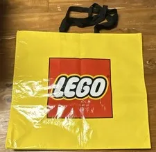 LEGO Yellow Gift Tote Bag w/ Black Straps Large Logo Advertising Theme