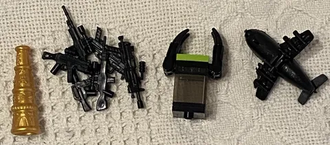 LEGO Toy pcs, including Airplane Spyglass Torso weapons