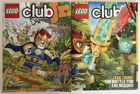 2 Lego CLUB & CLUB JR Magazines - Jan-Feb 2013 Lego Chima -Lego City