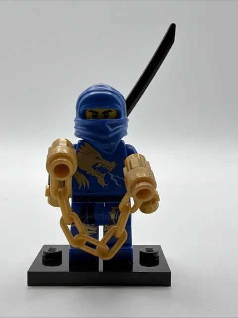 Official LEGO Ninjago Jay DX Minifigure-Njo0016 With Nunchucks, Sword & Stand