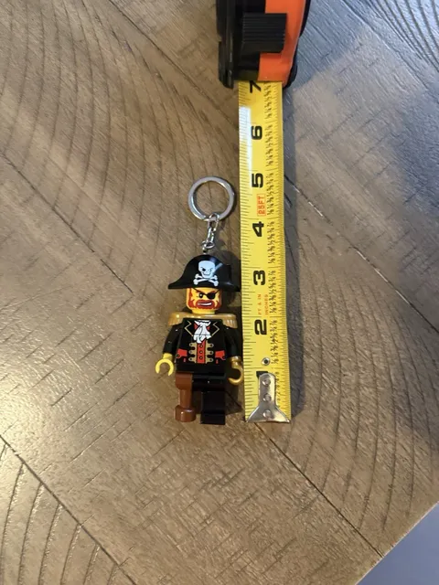 LEGO Pirate Minifigure Keychain w/ Key Ring, Black Hat Skull & Crossbones 4in