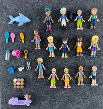 LEGO Friends Mini Doll Lot 14 Figures Dolphin Scooter Hair Accessories