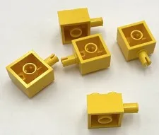 Lego 5 New Yellow Bricks Building Blocks Modified 2 x 2 w/ Pin and Axle Holes