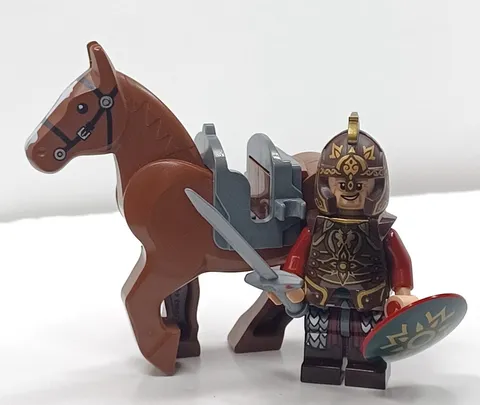 LEGO Lord of the Rings King Theoden Minifigure Brown Horse Shield Sword lor021